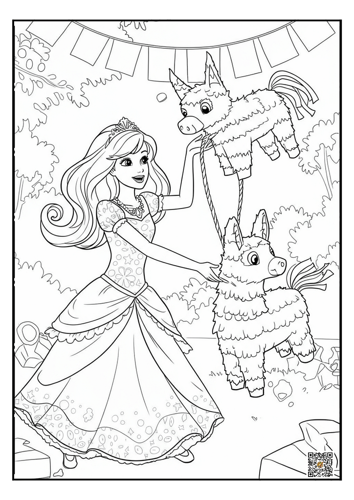 Barbie playing with her pet dog coloring page