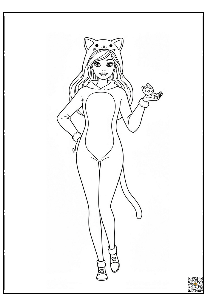 Barbie in a pumpkin-themed dress coloring page