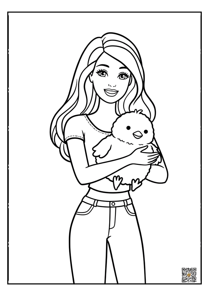 Barbie in a cozy winter outfit with beanie coloring page