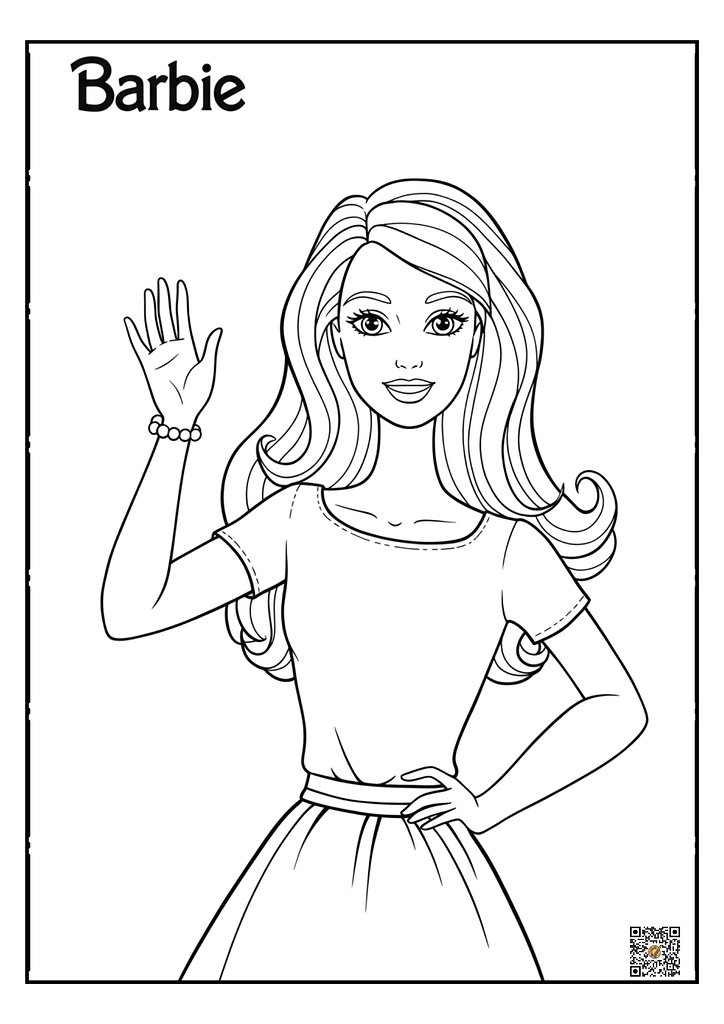 cute barbie with big eyes and freckles coloring page