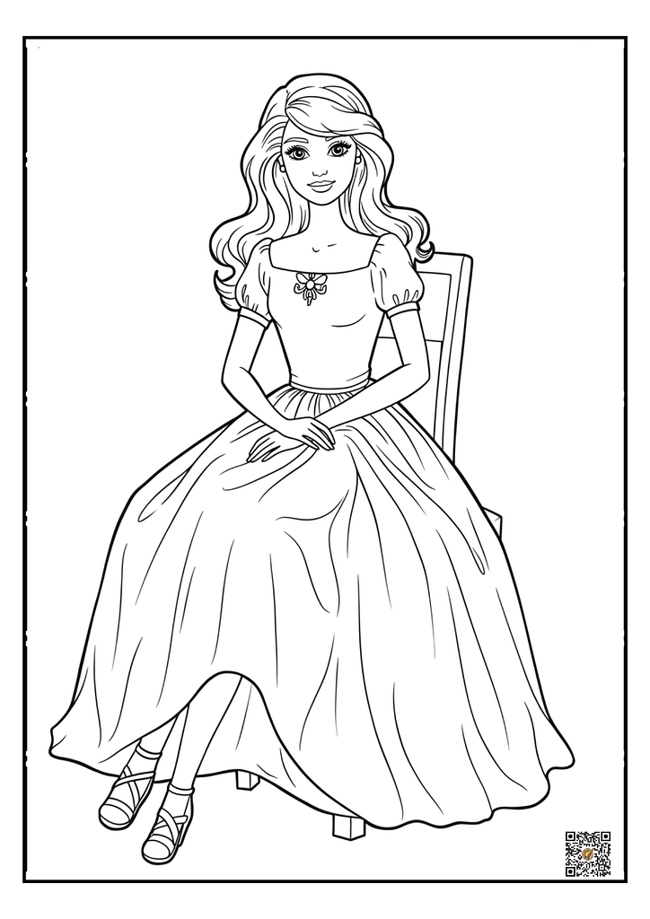cute barbie with curly hair coloring page