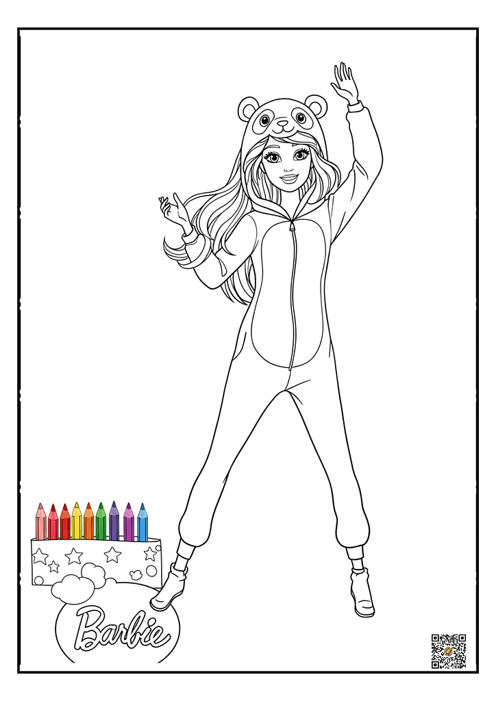 Barbie in a sporty jogging outfit coloring page