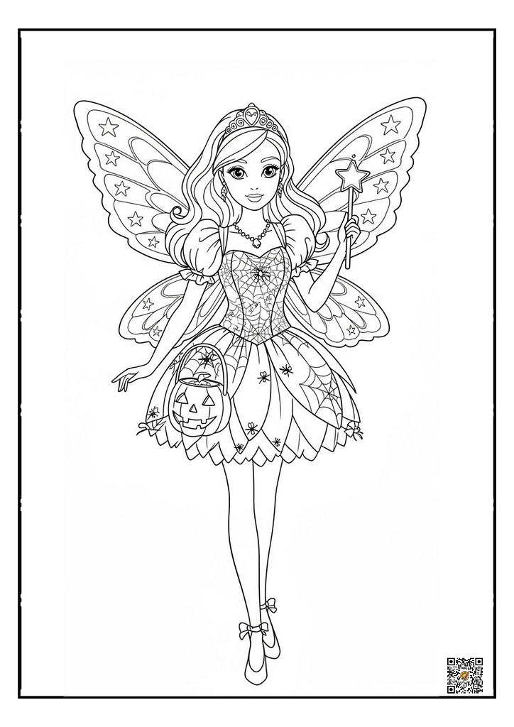 Barbie in a fairy Halloween costume COLORING PAGE