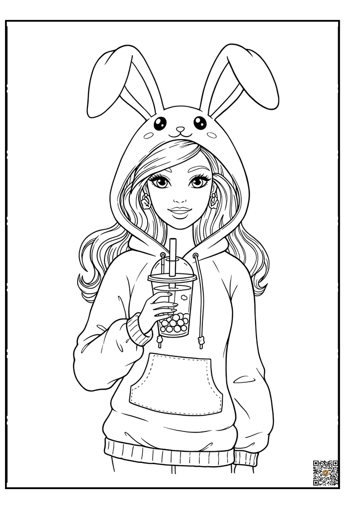 Barbie in a leather jacket with sunglasses coloring page