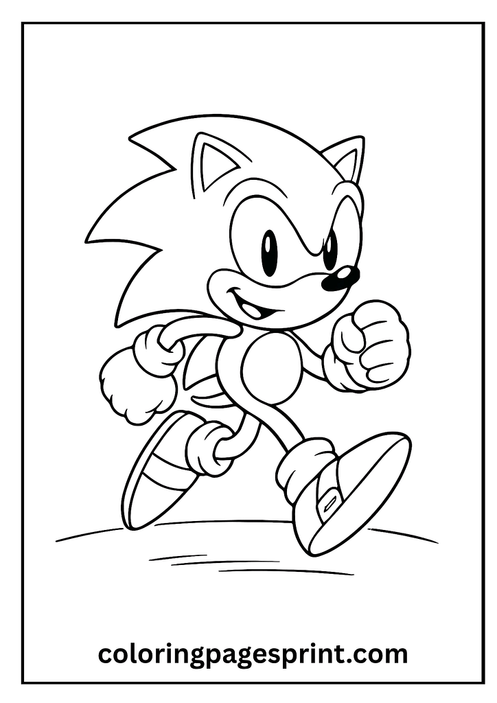 Sonic Is running fast coloring page
