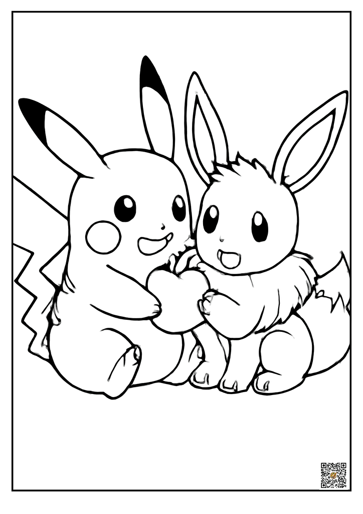 Pikachu and Eevee coloring page