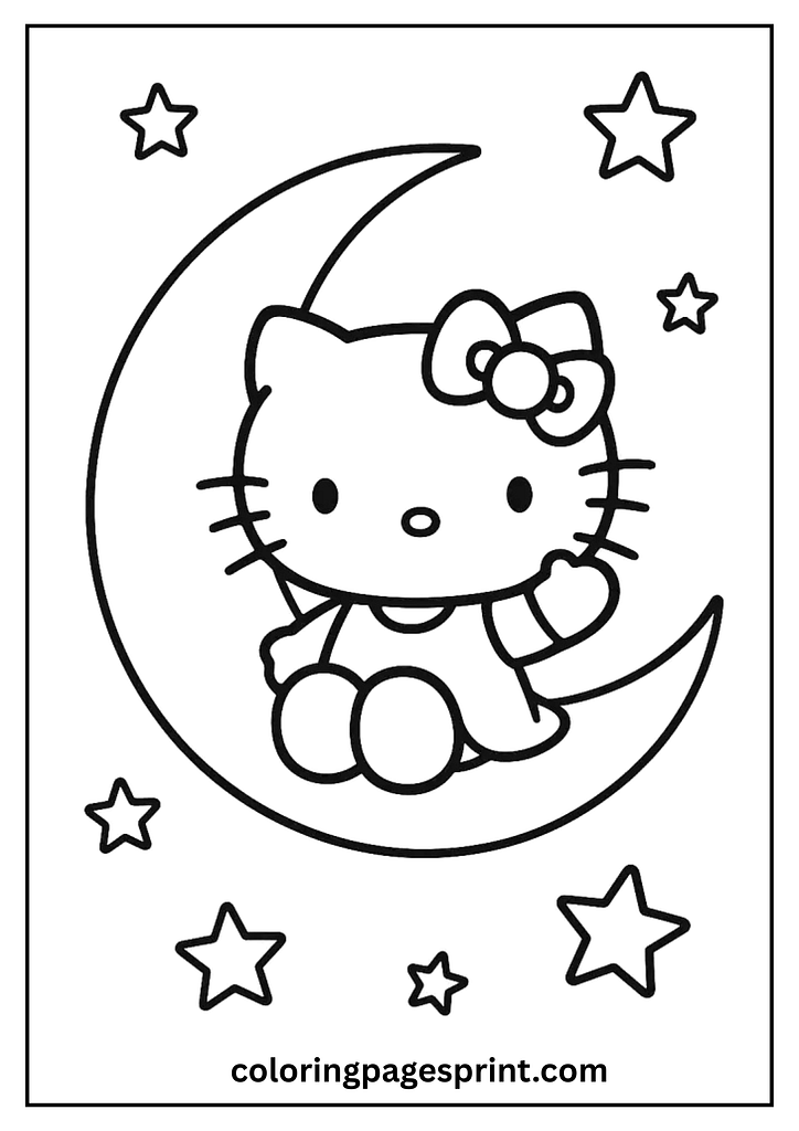 Hello Kitty bedtime story coloring page