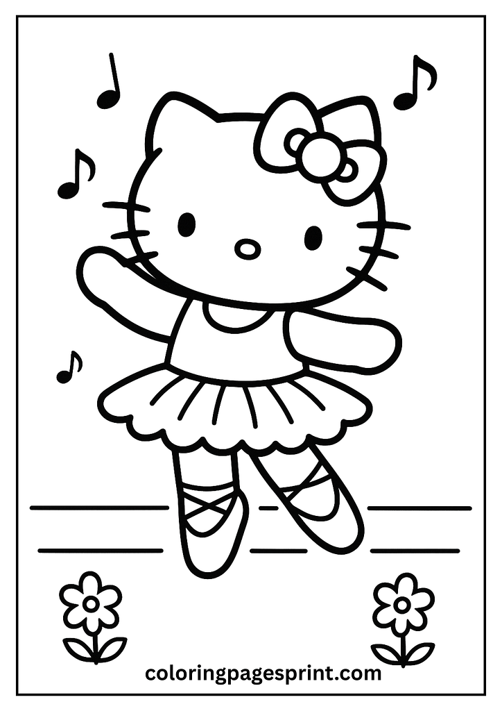 Hello Kitty ballerina coloring page