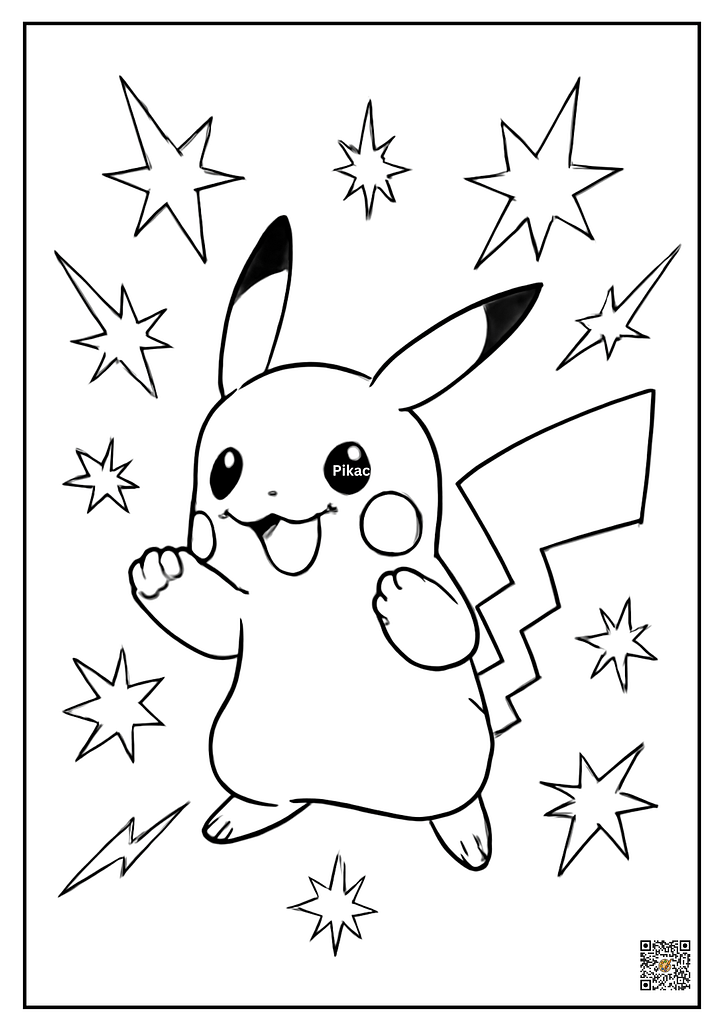 Pikachu surrounded by sparks coloring page