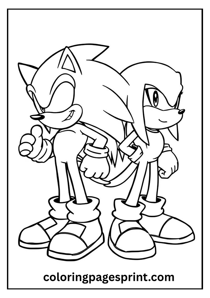 printable sonic tails and knuckles coloring pages