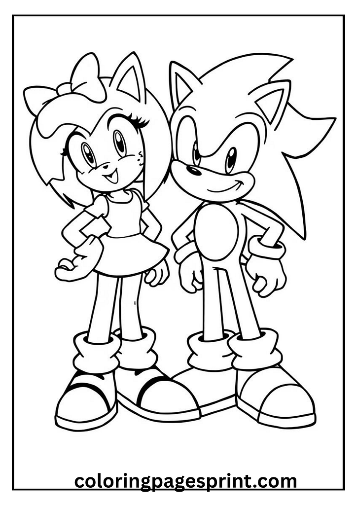 sonic and amy rose coloring page