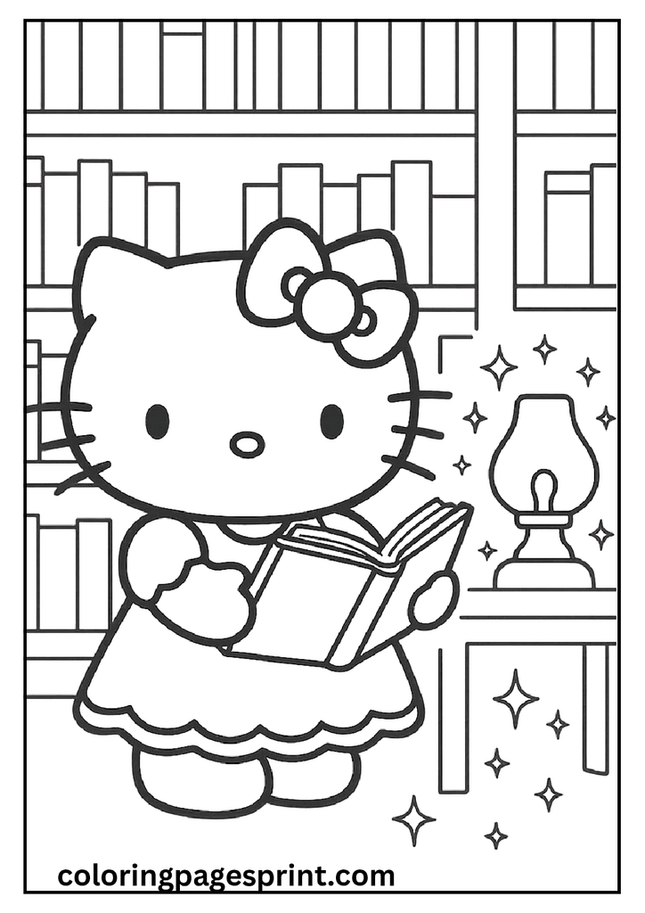 hello kitty in magic library