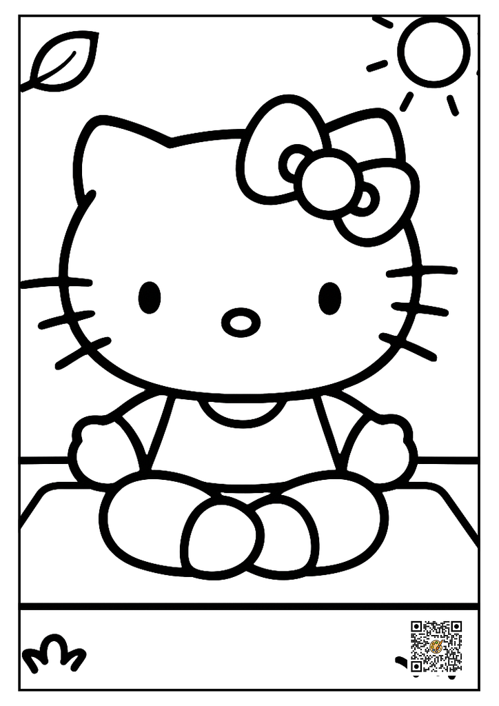 hello kitty on yoga mat coloring page