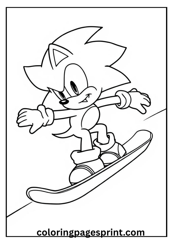 sonic skateboarding adventure coloring page, Sonic Fun Time