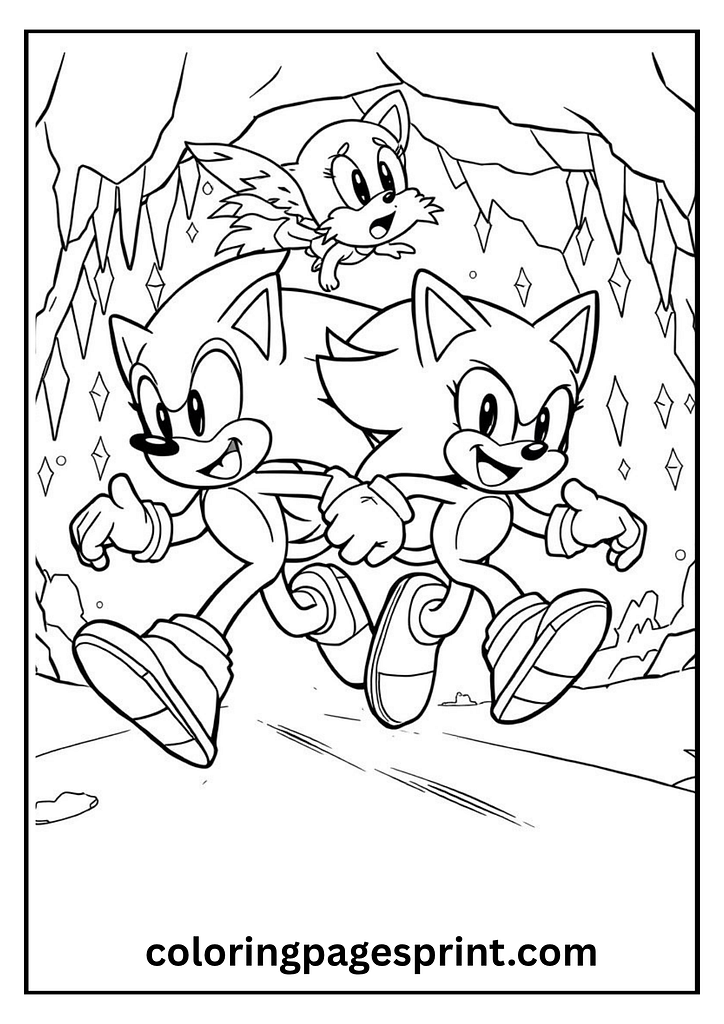 sonic and amy race coloring page