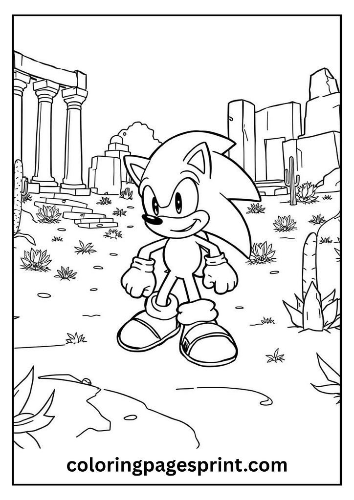 sonic in ancient ruins coloring page