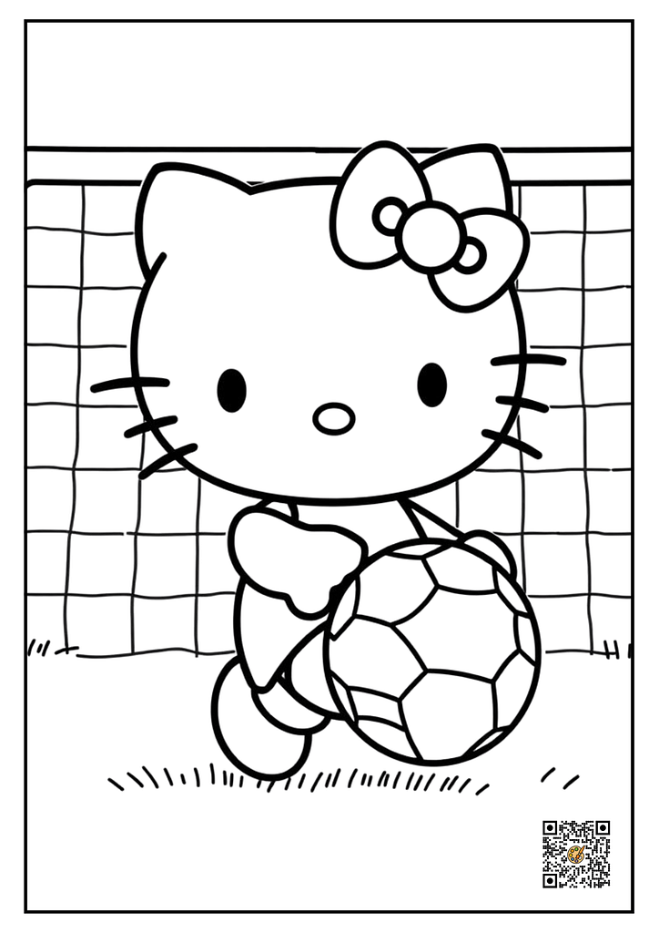 hello kitty football match coloring page