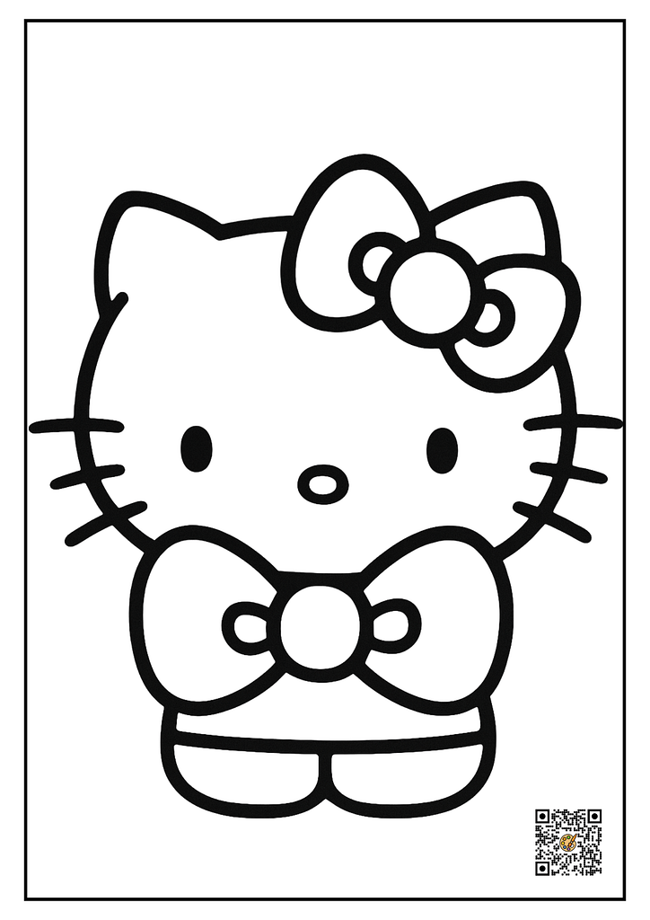 Hello Kitty big bow simple coloring page