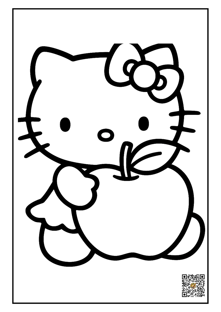 hello kitty apple coloring page