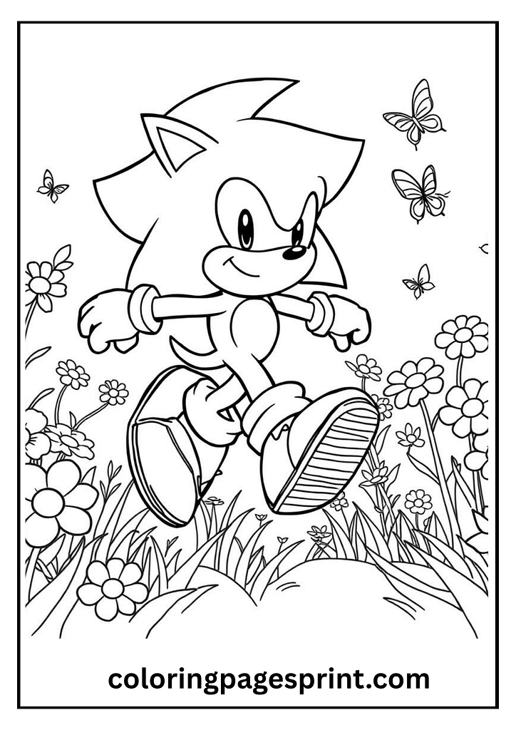 sonic walk in a forest coloring page pdf printable