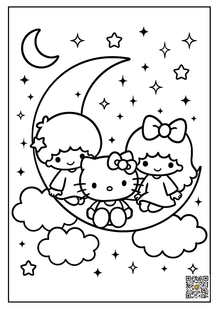 Hello Kitty and Little Twin Stars coloring sheet