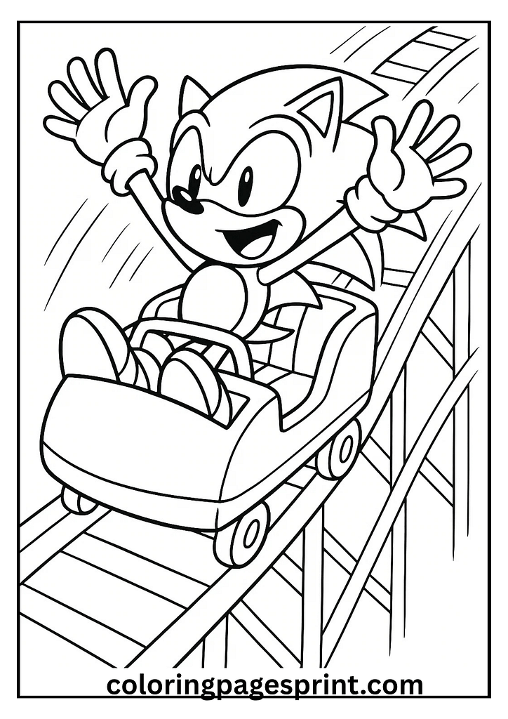 Sonic rides a swing coloring pages