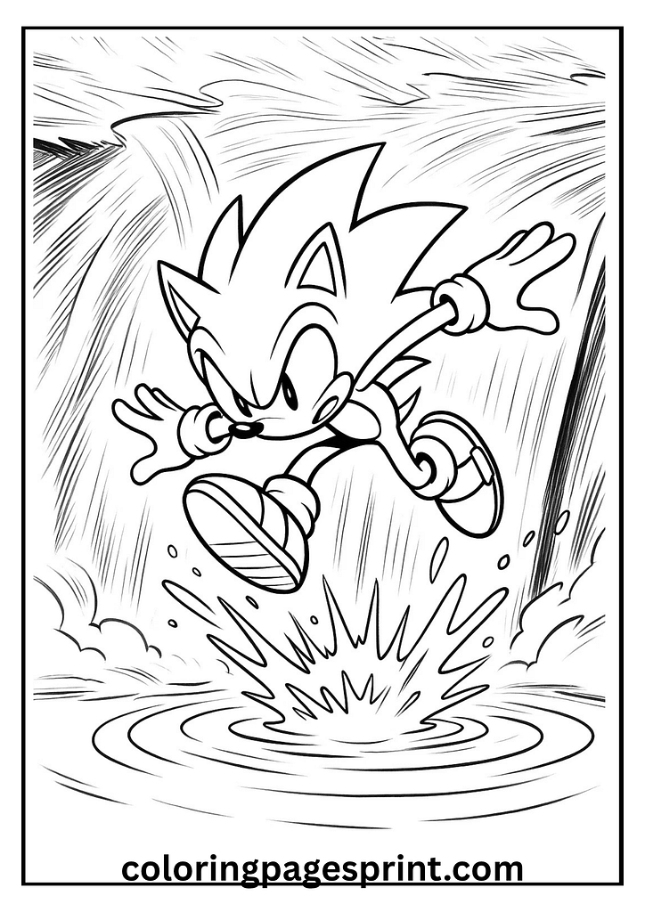 sonic jumping splash coloring page