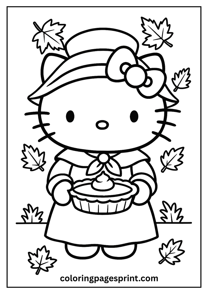 Hello Kitty baking cupcakes coloring sheet