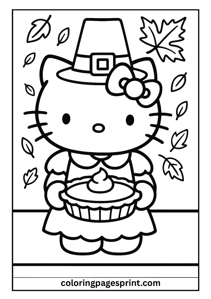 Hello Kitty hat coloring page