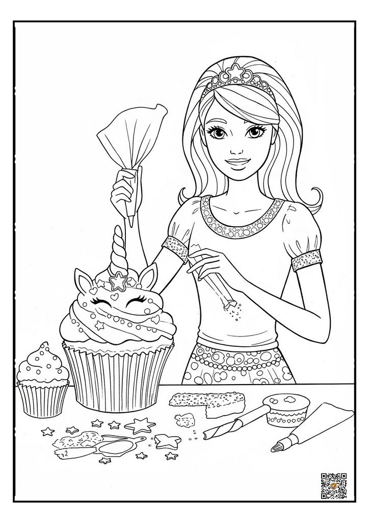 cute barbie coloring page