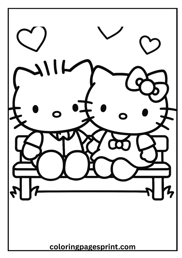 Hello Kitty and cinnamonn coloring sheet