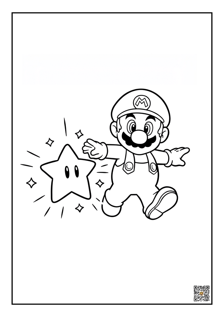 Mario with a Super Star Coloring page