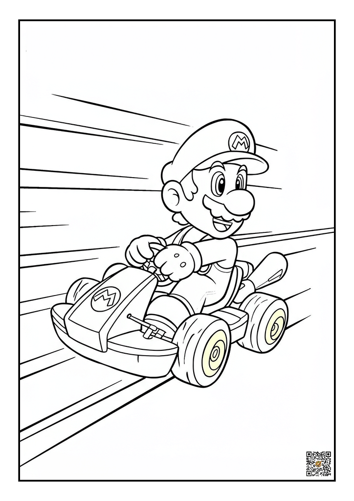 Mario driving his kart coloring sheet
