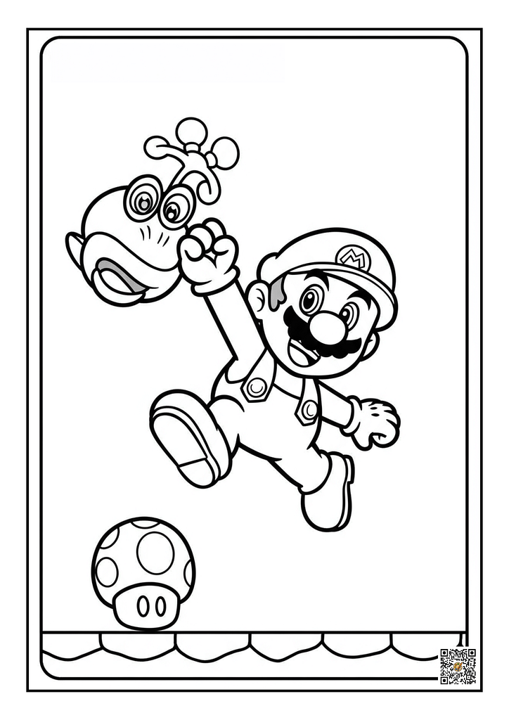 Mario capturing a Goomba with Cappy coloring page