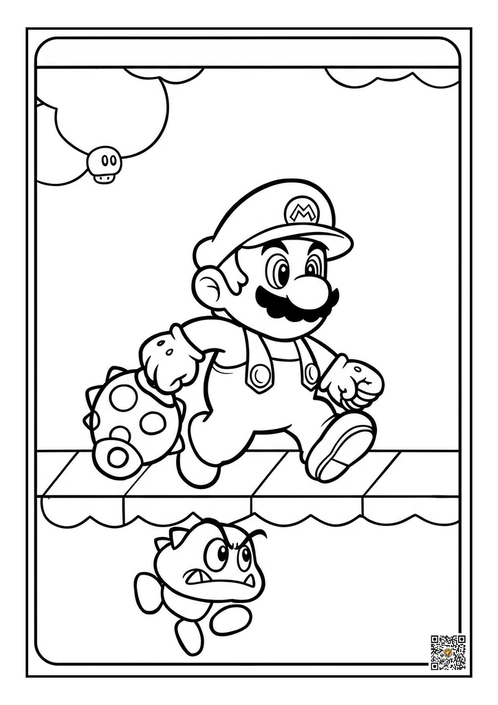 Mario running through a warp pipe printable coloring sheet