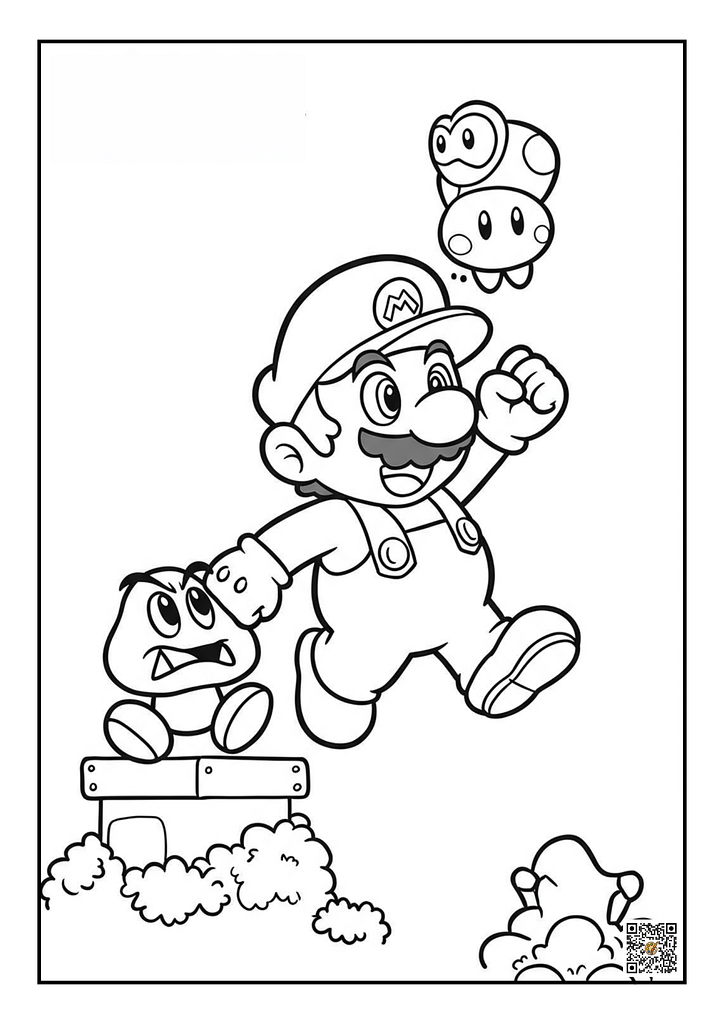 Mario riding coloring page