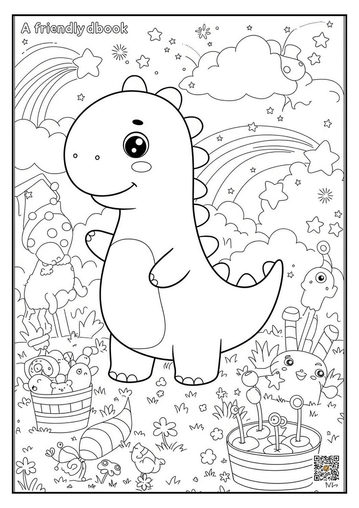 kawaii dinosaur coloring pages