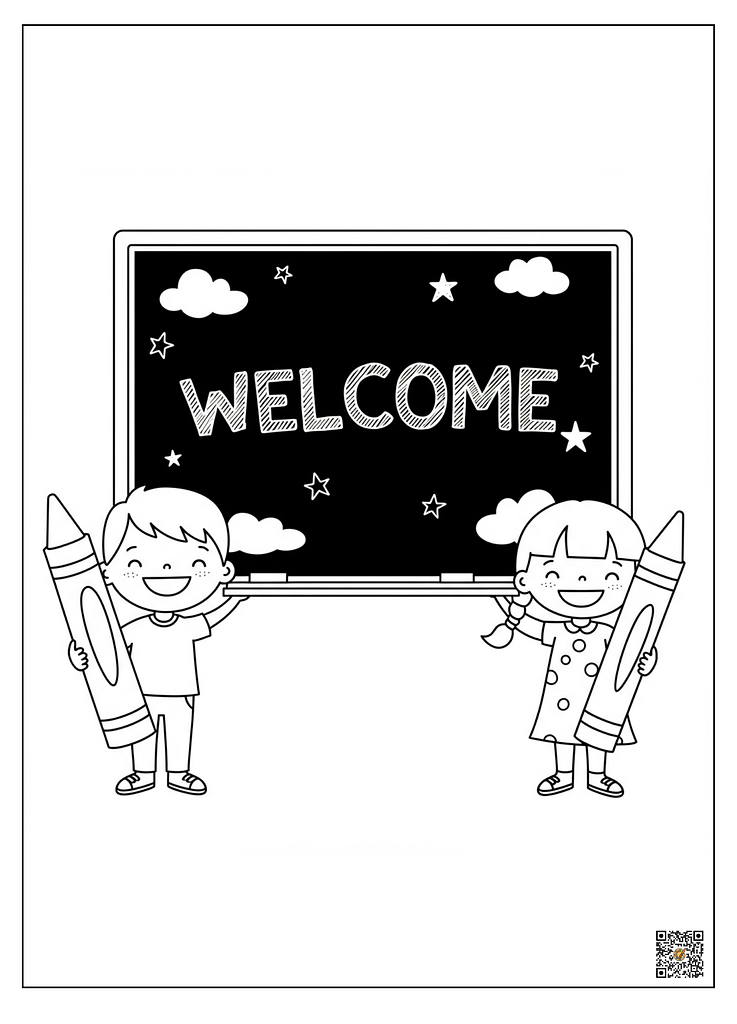 Welcome banners Coloring Pages For Kids