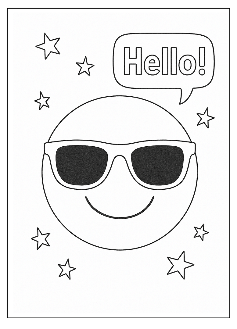 Emoji-style character coloring pages