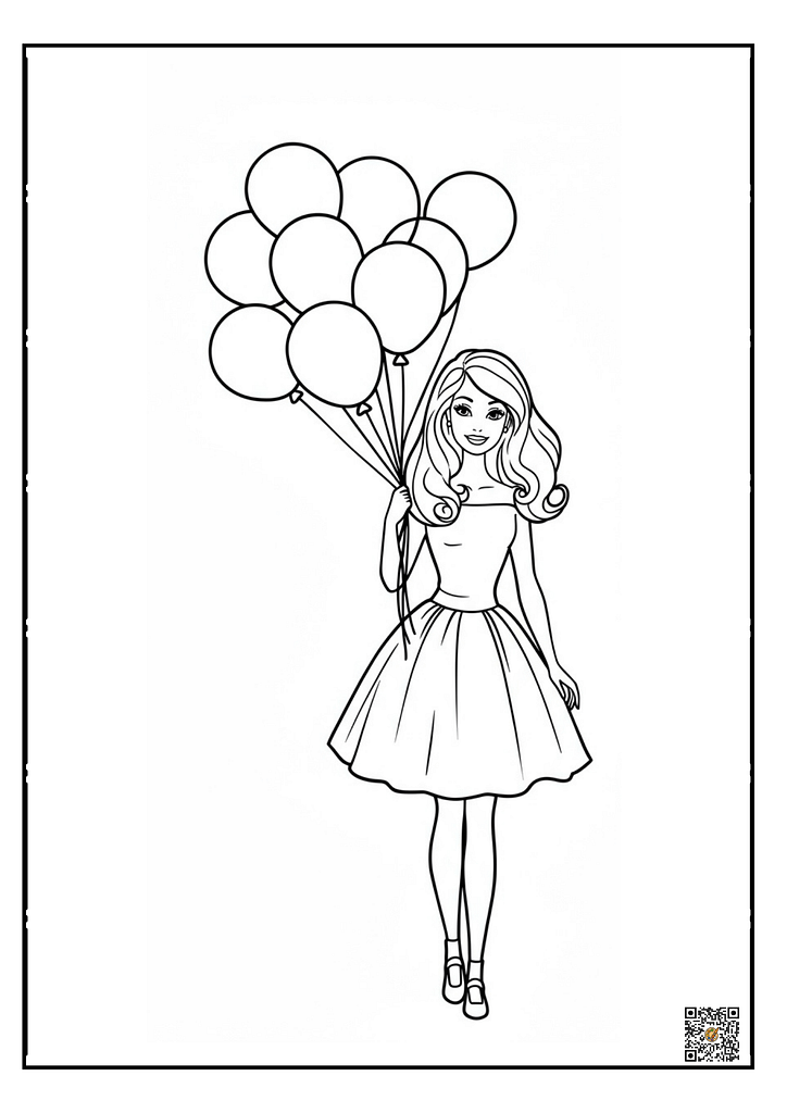 Fairy Barbie holding a wand in fantasy dress coloring page for girls