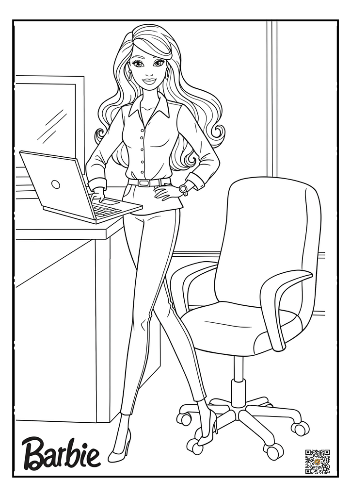 Barbie in a stylish business outfit coloring page